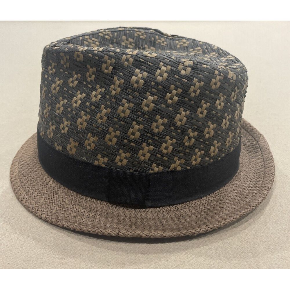 Vintage‎ Arden B.  Brown Straw Fedora Hat with Black Band